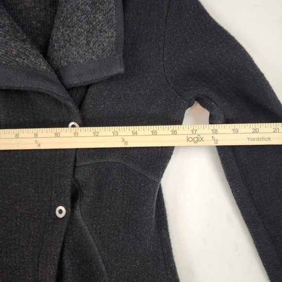 Prana Jacket Womens XSmall Black Charcoal Milana Textured Knit Wool Blend Coat - Picture 6 of 13